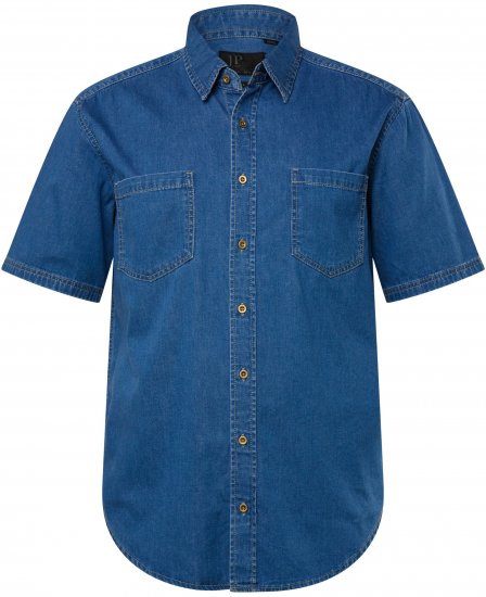 JP1880 Shirt Denim Short Sleeve Blue TALL - ROUPAS DE HOMEM MT-6XLT - Tamanhos-Tall Homem