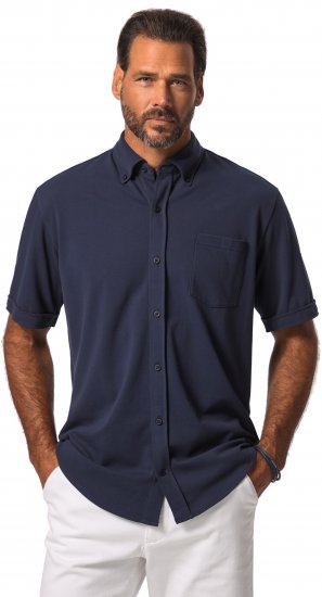 JP1880 Shirt Pique Short Sleeve Flexnamic Night Blue TALL - ROUPAS DE HOMEM MT-6XLT - Tamanhos-Tall Homem