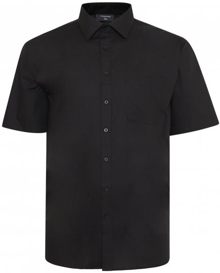 Espionage SH147 Plain Collar Short Sleeve Shirt Black - Camisas - Camisas Homem Tamanhos Grandes