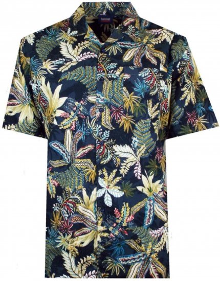 Espionage SH410 Short Sleeve Jungle Print Shirt Navy - Camisas de manga curta - Camisas de Manga Curta Tamanhos Grandes