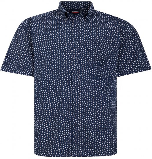 Espionage SH439 Mini Flamingo Printed Short Sleeve Shirt Navy - Camisas - Camisas Homem Tamanhos Grandes