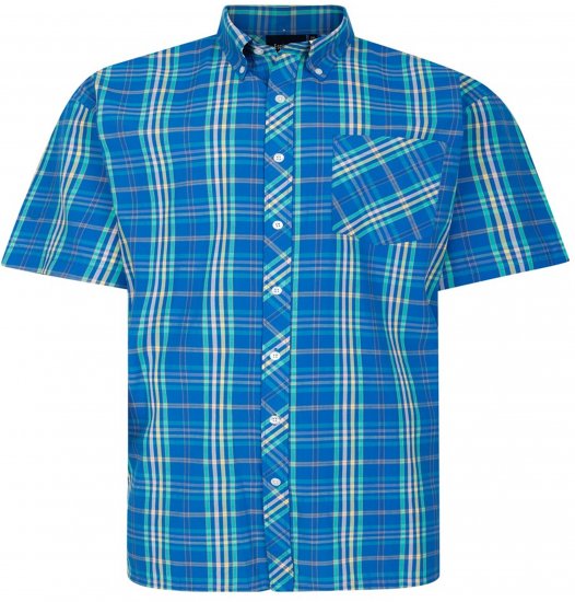 Espionage SH443 Checked Short Sleeve Shirt Royal/Mint/Lemon - Camisas de manga curta - Camisas de Manga Curta Tamanhos Grandes