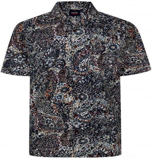 Espionage SH467 Short Sleeve Abstract Print Shirt Dark Green - Camisas de manga curta - Camisas de Manga Curta Tamanhos Grandes