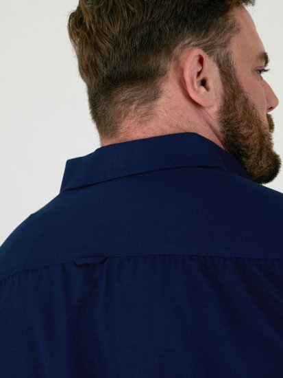 D555 James Camisa Oxford De Manga Curta TALL Azul Marinho - TALL camisas - 