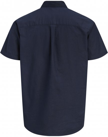 Jack & Jones Henry Slub Short Sleeve Navy - Camisas - Camisas Homem Tamanhos Grandes