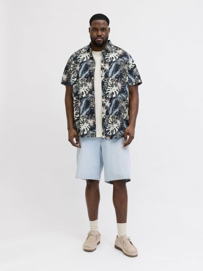 Jack & Jones Honolulu Short Sleeve Resort Shirt Black - Camisas - Camisas Homem Tamanhos Grandes