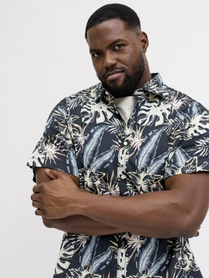 Jack & Jones Honolulu Short Sleeve Resort Shirt Black - Camisas - Camisas Homem Tamanhos Grandes