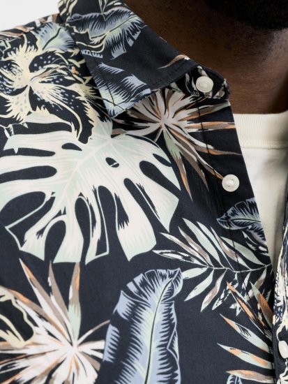 Jack & Jones Honolulu Short Sleeve Resort Shirt Black - Camisas - Camisas Homem Tamanhos Grandes