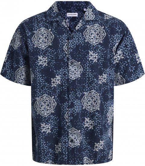 Jack & Jones Alfredo Shirt Short Sleeve Blue - Camisas de manga curta - Camisas de Manga Curta Tamanhos Grandes