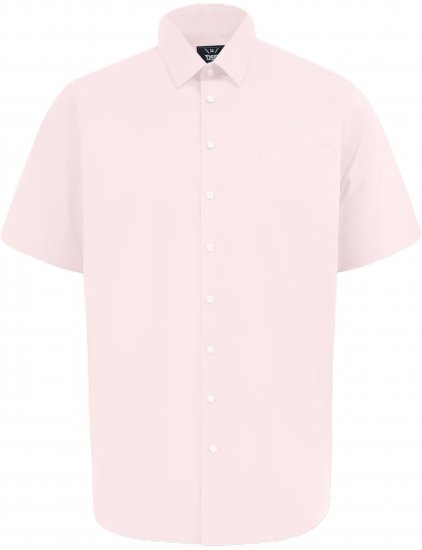 D555 Lucas Camisa Elástica De Manga Curta Resistente A Manchas E Sem Passar A Ferro Rosa - Camisas - Camisas Homem Tamanhos Grandes