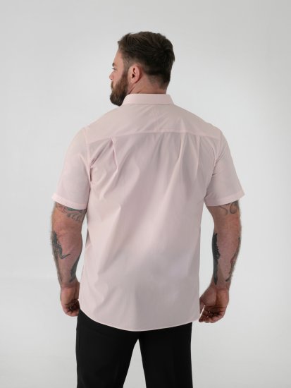 D555 Lucas Camisa Elástica De Manga Curta Resistente A Manchas E Sem Passar A Ferro Rosa - Camisas - Camisas Homem Tamanhos Grandes