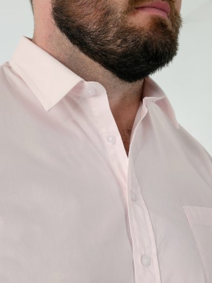 D555 Lucas Camisa Elástica De Manga Curta Resistente A Manchas E Sem Passar A Ferro Rosa - Camisas - Camisas Homem Tamanhos Grandes