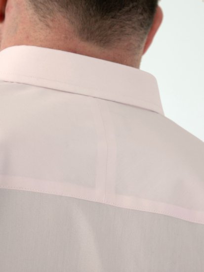 D555 Lucas Camisa Elástica De Manga Curta Resistente A Manchas E Sem Passar A Ferro Rosa - Camisas - Camisas Homem Tamanhos Grandes