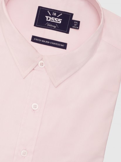 D555 Lucas Camisa Elástica De Manga Curta Resistente A Manchas E Sem Passar A Ferro Rosa - Camisas - Camisas Homem Tamanhos Grandes