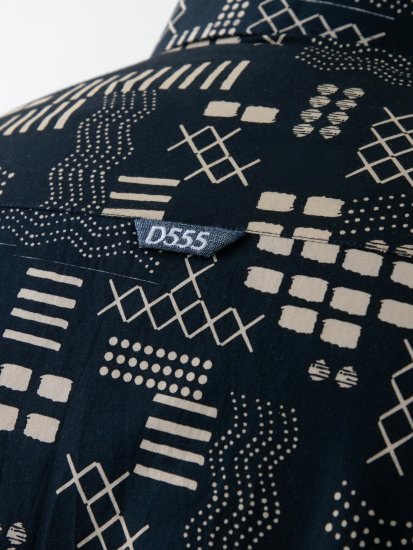 D555 Rick Geometric Print Short Sleeve Shirt Navy - Camisas - Camisas Homem Tamanhos Grandes