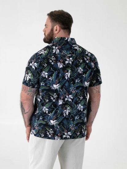 D555 Corden Hawaiian AOP Cuban Collar Resort Short Sleeve Navy - Camisas de manga curta - Camisas de Manga Curta Tamanhos Grandes