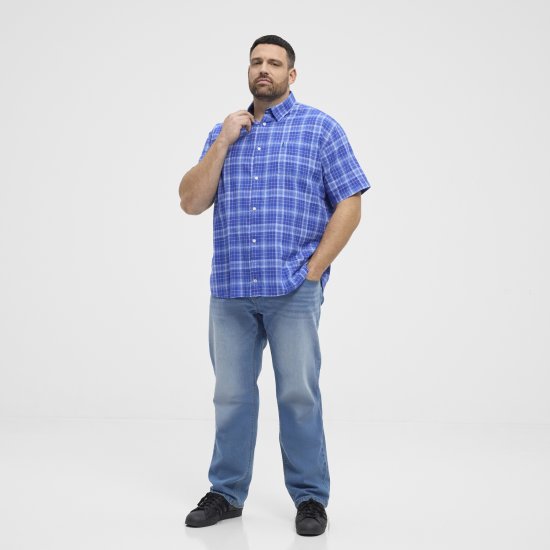 North Latitude 51145 Checked Short Sleeve Shirt Cobolt Blue - Camisas de manga curta - Camisas de Manga Curta Tamanhos Grandes