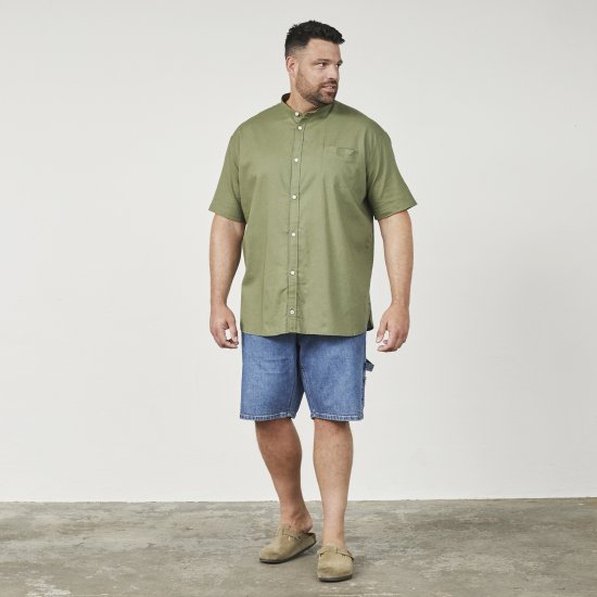 North Latitude 61109 Camisa de Manga Curta com Gola Mao Verde Azeitona - Camisas - Camisas Homem Tamanhos Grandes