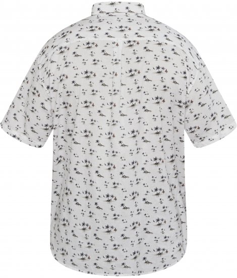 North Latitude 61111 Camisa de Linho Estampada Manga Curta Branco - Camisas - Camisas Homem Tamanhos Grandes