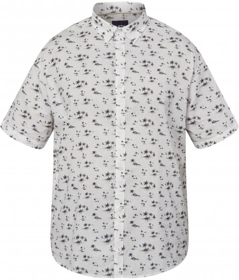 North Latitude 61111 Camisa de Linho Estampada Manga Curta Branco - Camisas - Camisas Homem Tamanhos Grandes