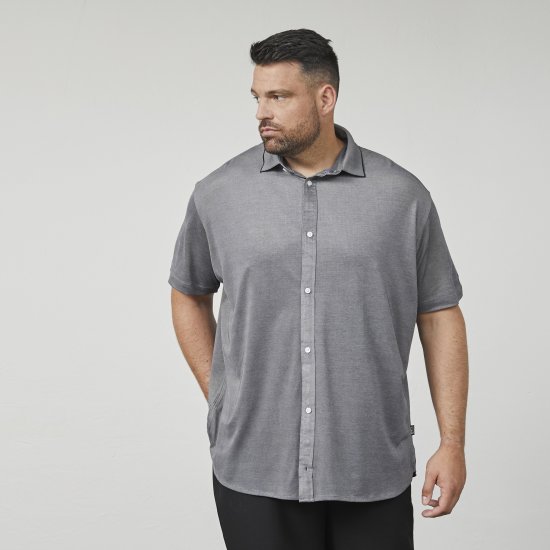 North Latitude 61116 Camisa Piqué Mesclada Manga Curta Cinzento - Pólos - Pólos Tamanhos Grandes Homem