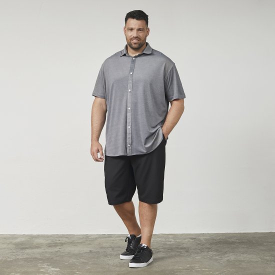 North Latitude 61116 Camisa Piqué Mesclada Manga Curta Cinzento - Pólos - Pólos Tamanhos Grandes Homem