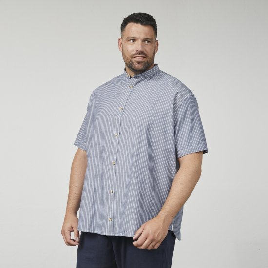 North Latitude 61164 Camisa às Riscas com Gola Mao Cinzento - Camisas - Camisas Homem Tamanhos Grandes
