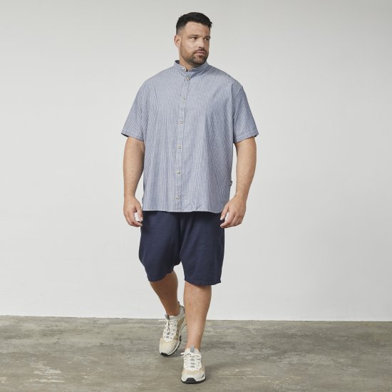 North Latitude 61164 Camisa às Riscas com Gola Mao Cinzento - Camisas - Camisas Homem Tamanhos Grandes
