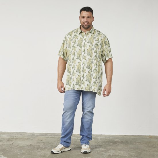 North Latitude 61310 Camisa de Viscose com Estampado Integral Verde Azeitona - Camisas - Camisas Homem Tamanhos Grandes