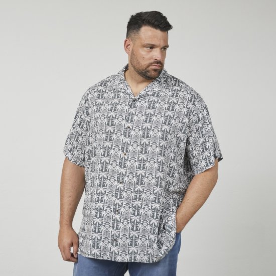 North Latitude 61313 Camisa de Viscose com Gola Cubana Cinzento - Camisas - Camisas Homem Tamanhos Grandes