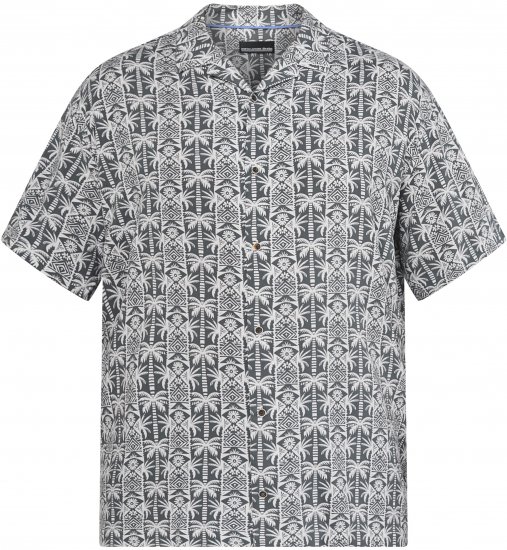 North Latitude 61313 Camisa de Viscose com Gola Cubana Cinzento - Camisas - Camisas Homem Tamanhos Grandes