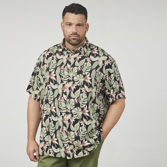 North Latitude 61357 Camisa de Viscose com Estampado Integral Preto - Camisas - Camisas Homem Tamanhos Grandes
