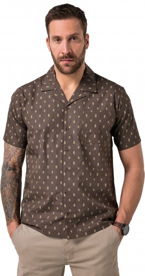 JP1880 Boxy Cuba Short Sleeve Shirt Brown - Camisas - Camisas Homem Tamanhos Grandes