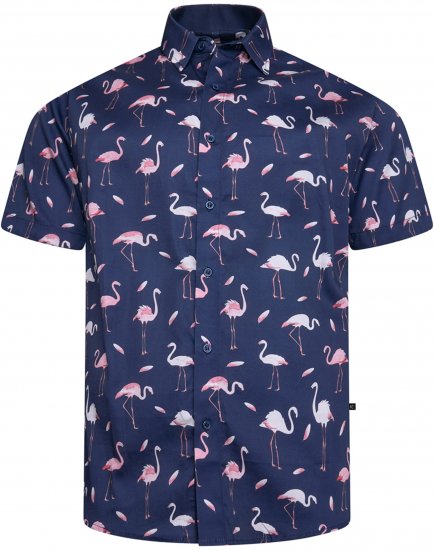 Kam Jeans 6068 Flamingo Short Sleeve Shirt Navy - Camisas - Camisas Homem Tamanhos Grandes