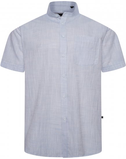 Kam Jeans 6334 Striped Grandad Short Sleeve Shirt Blue - Camisas - Camisas Homem Tamanhos Grandes