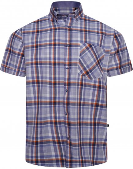 Kam Jeans 6339 Checked Short Sleeve Shirt Blue - Camisas - Camisas Homem Tamanhos Grandes