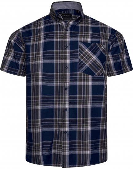 Kam jeans 6350 Casual Checked Short Sleeve Shirt Indigo - Camisas - Camisas Homem Tamanhos Grandes