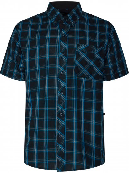 Kam Jeans 6365 Checked Short Sleeve Shirt Turquoise - Camisas - Camisas Homem Tamanhos Grandes