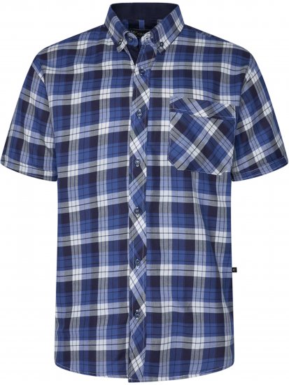 Kam Jeans 6369 Checked Short Sleeve Shirt Blue - Camisas - Camisas Homem Tamanhos Grandes