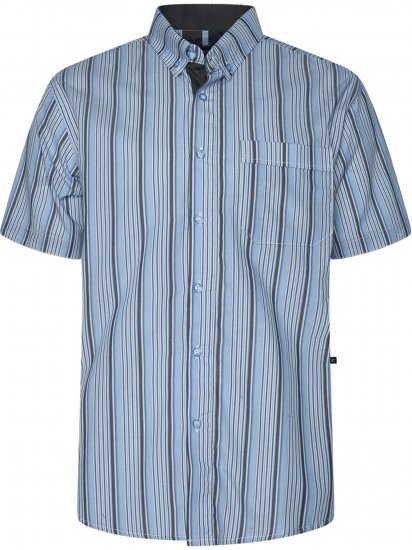 Kam Jeans 6374 Striped Short Sleeve Shirt Blue - Camisas - Camisas Homem Tamanhos Grandes