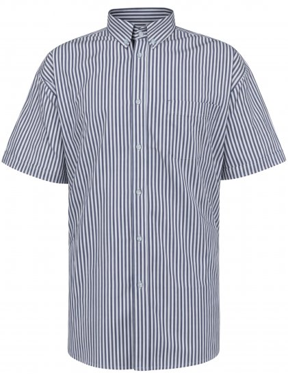 Kam Jeans 6375 Casual Striped Short Sleeve Shirt Navy - Camisas - Camisas Homem Tamanhos Grandes