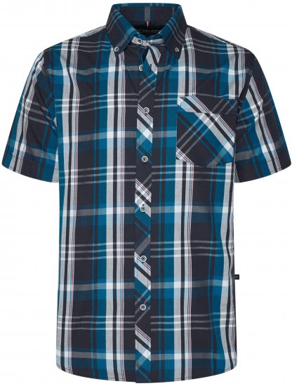 Kam Jeans 6380 Casual Checked Short Sleeve Shirt Navy - Camisas de manga curta - Camisas de Manga Curta Tamanhos Grandes