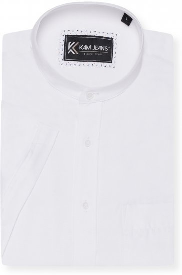 Kam Jeans P020 Premium Short Sleeve Oxford Shirt White - Camisas - Camisas Homem Tamanhos Grandes