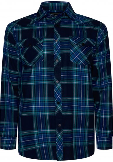 Kam Jeans 6353 Western Check Shirt Navy - Camisas - Camisas Homem Tamanhos Grandes