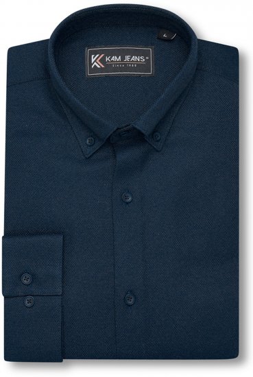 Kam Jeans 6357 Dobby Weave Shirt Navy - Camisas - Camisas Homem Tamanhos Grandes