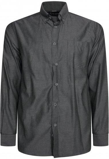 Kam Jeans 6359 All Over Geo Print Shirt Charcoal - Camisas - Camisas Homem Tamanhos Grandes
