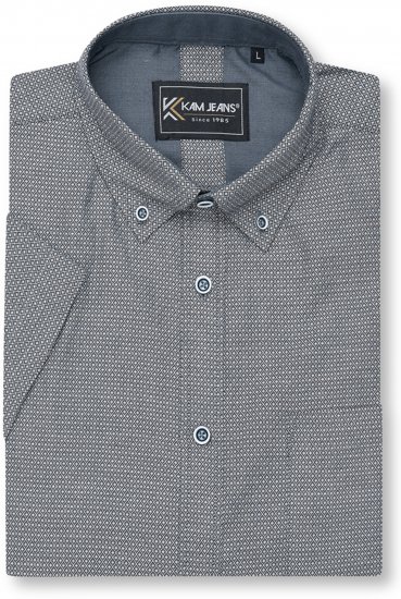 Kam Jeans 6359 All Over Geo Print Shirt Charcoal - Camisas - Camisas Homem Tamanhos Grandes
