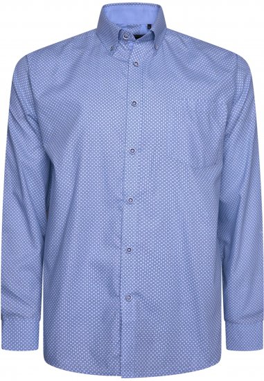 Kam Jeans 6361 All Over Geo Print Long Sleeve Shirt Sky Blue - Camisas - Camisas Homem Tamanhos Grandes