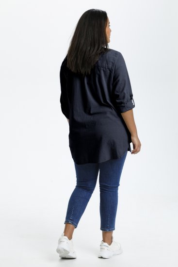 Kaffe Curve Nana Túnica Camiseira Azul Marinho Meia-Noite - Blusas e Túnicas - 
