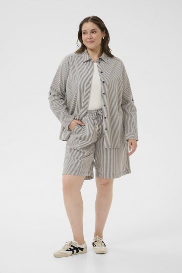 Kaffe Curve Nana Calções às riscas Meia-noite/Branco às riscas - Jeans & Calças Femininas em Tamanhos Grandes – Plus Size - 